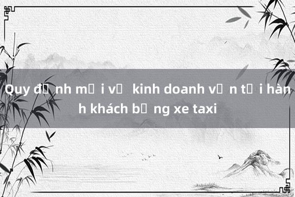 Quy định mới về kinh doanh vận tải hành khách bằng xe taxi